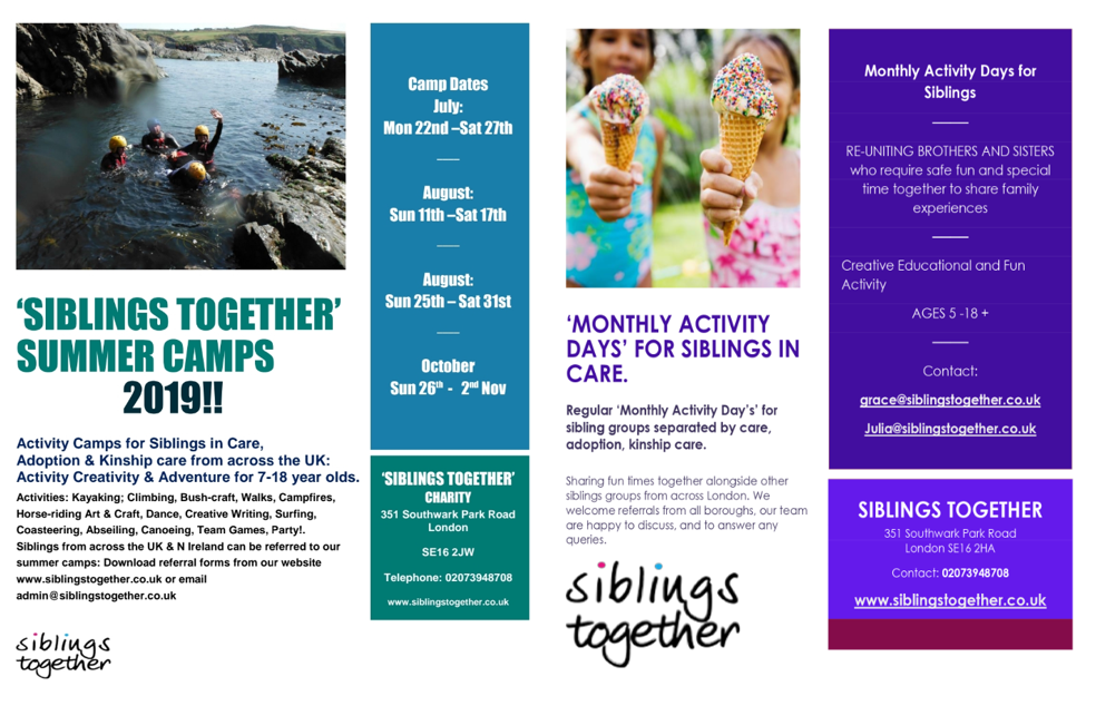 Siblings Together Summer Camps 2019 | Lewisham Virtual School